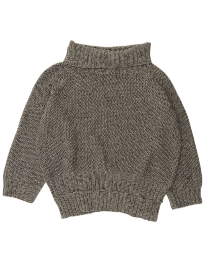 VINTAGE Womens Oversized Roll Neck Jumper Sweater UK 22 3XL Grey