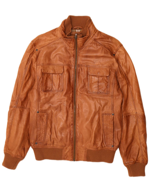 Conbipel Mens Leather Jacket IT 50 Large Brown Leather