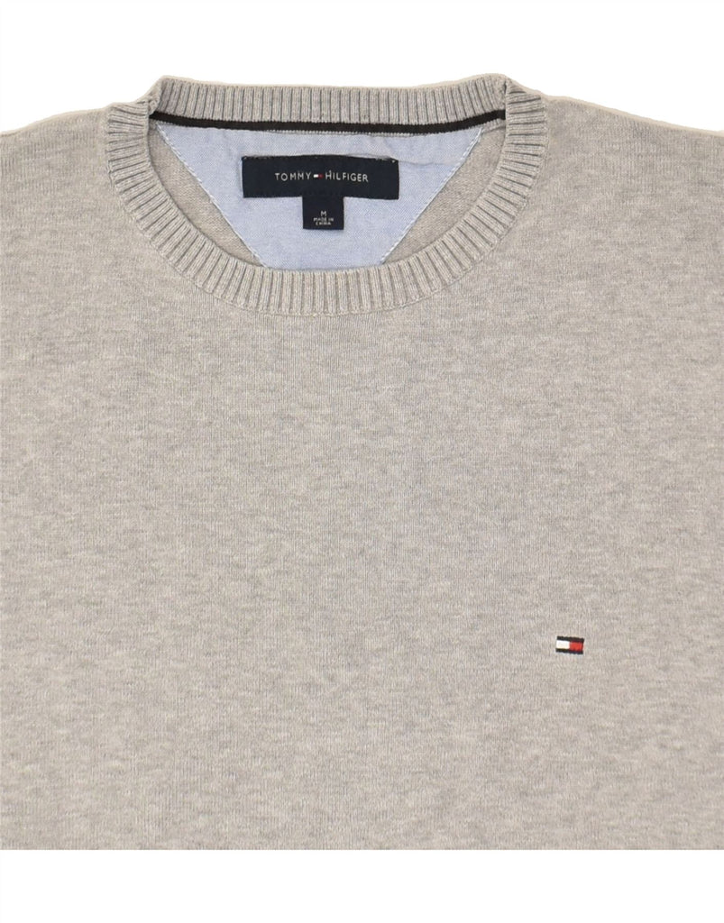 TOMMY HILFIGER Mens Crew Neck Jumper Sweater Medium Grey Cotton | Vintage Tommy Hilfiger | Thrift | Second-Hand Tommy Hilfiger | Used Clothing | Messina Hembry 