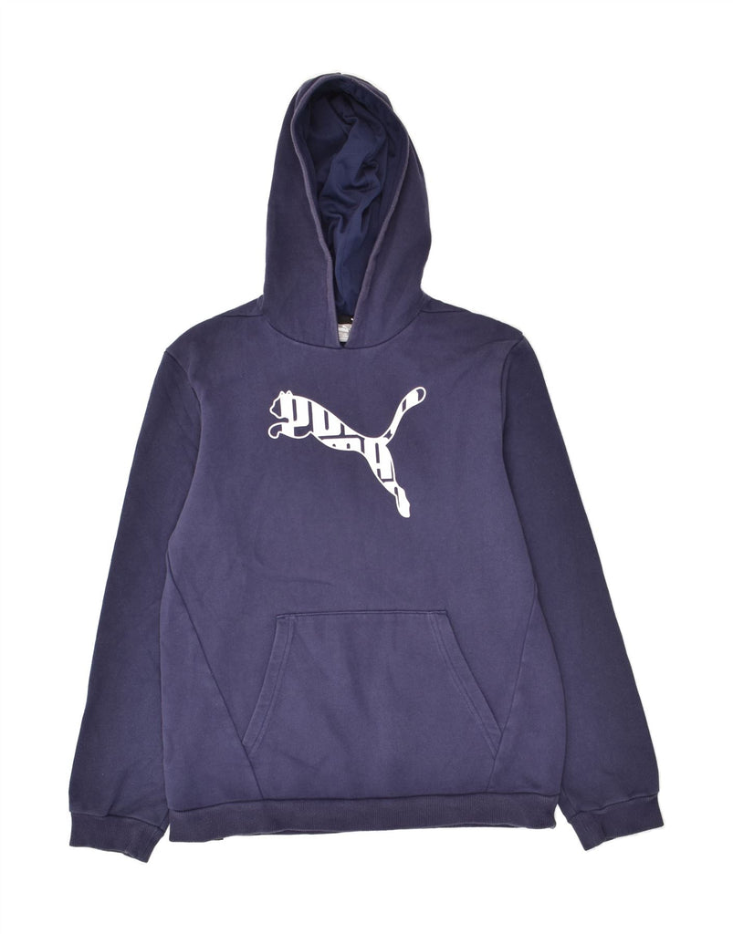 PUMA Boys Graphic Hoodie Jumper 15-16 Years Navy Blue | Vintage Puma | Thrift | Second-Hand Puma | Used Clothing | Messina Hembry 