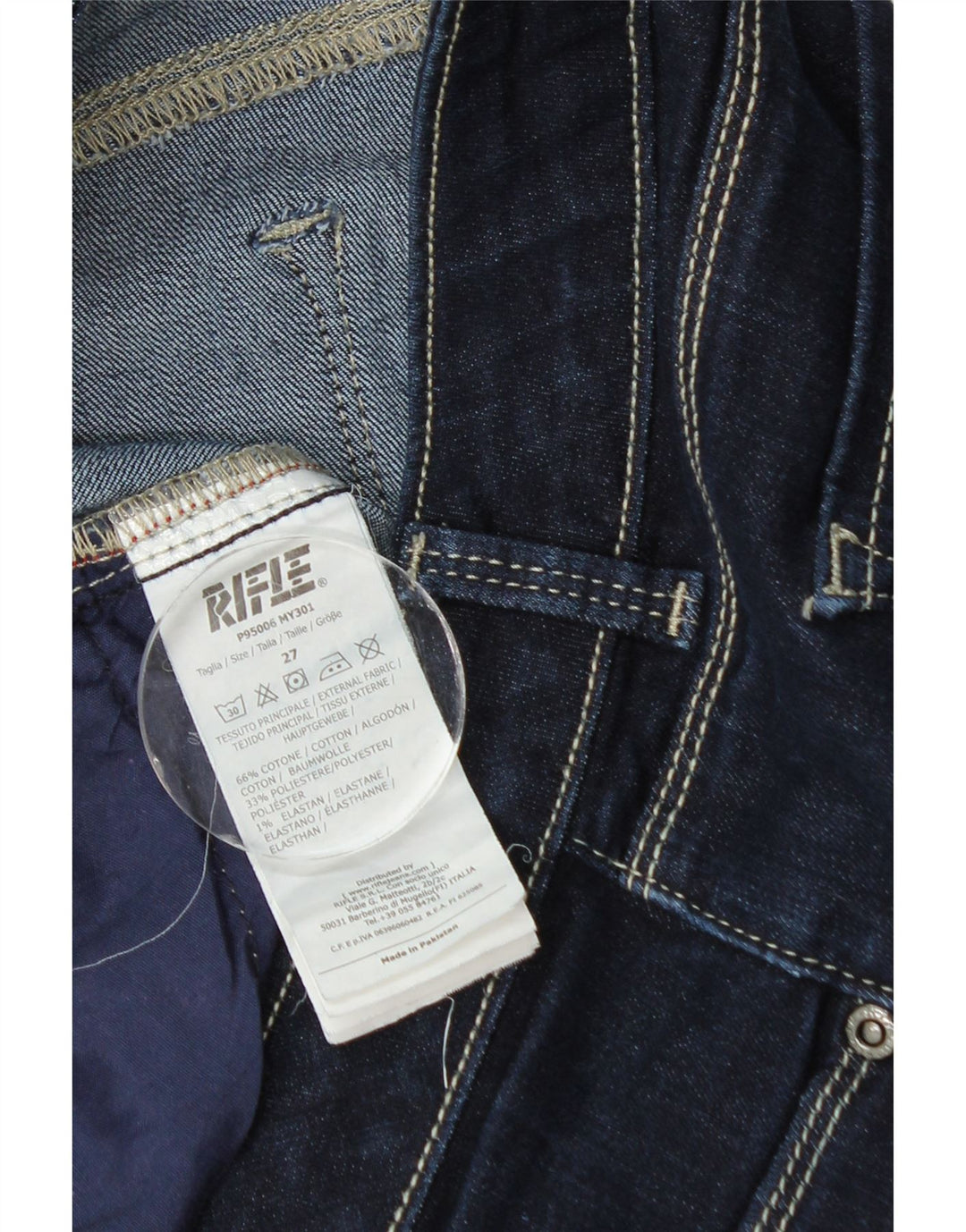 Rifle Womens Crop Slim Jeans W27 L25 Navy Blue Cotton