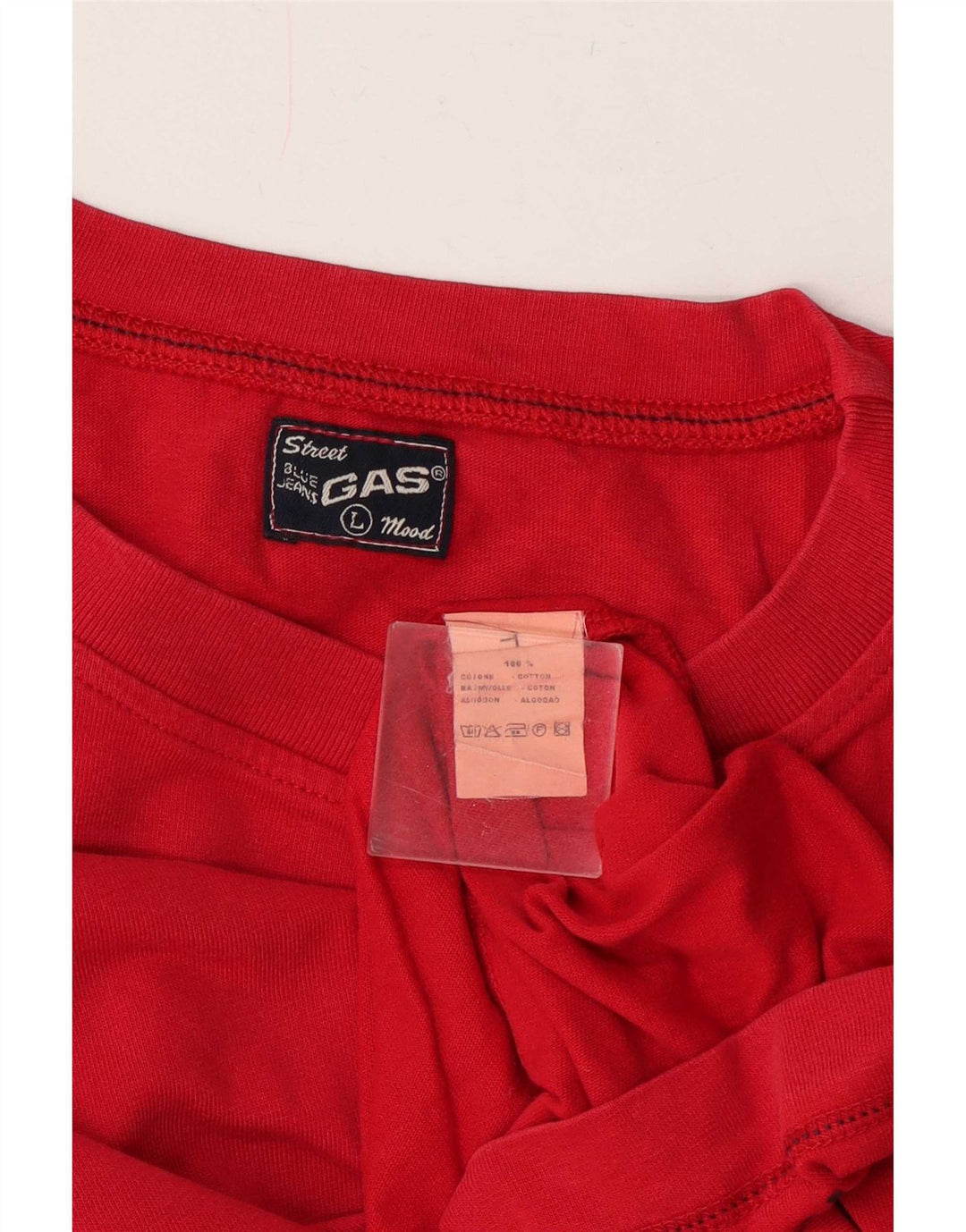 Gas Mens Top Long Sleeve Large Red Cotton