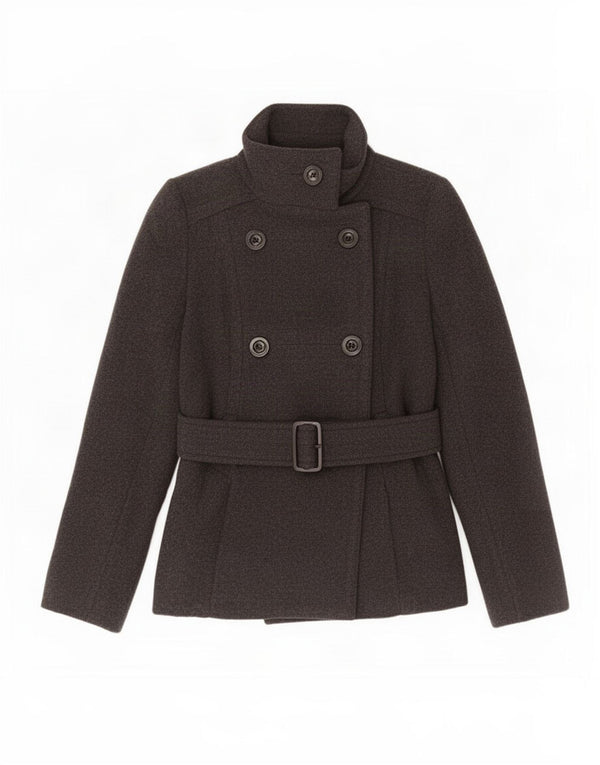 Zara Womens Pea Coat UK 6 XS Grey Wool