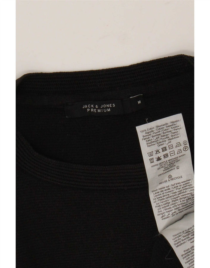 Jack & Jones Mens Crew Neck Jumper Sweater Medium Black Cotton