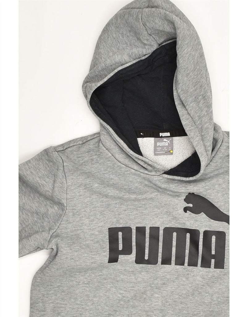 PUMA Boys Graphic Hoodie Jumper 9-10 Years Grey Cotton | Vintage Puma | Thrift | Second-Hand Puma | Used Clothing | Messina Hembry 