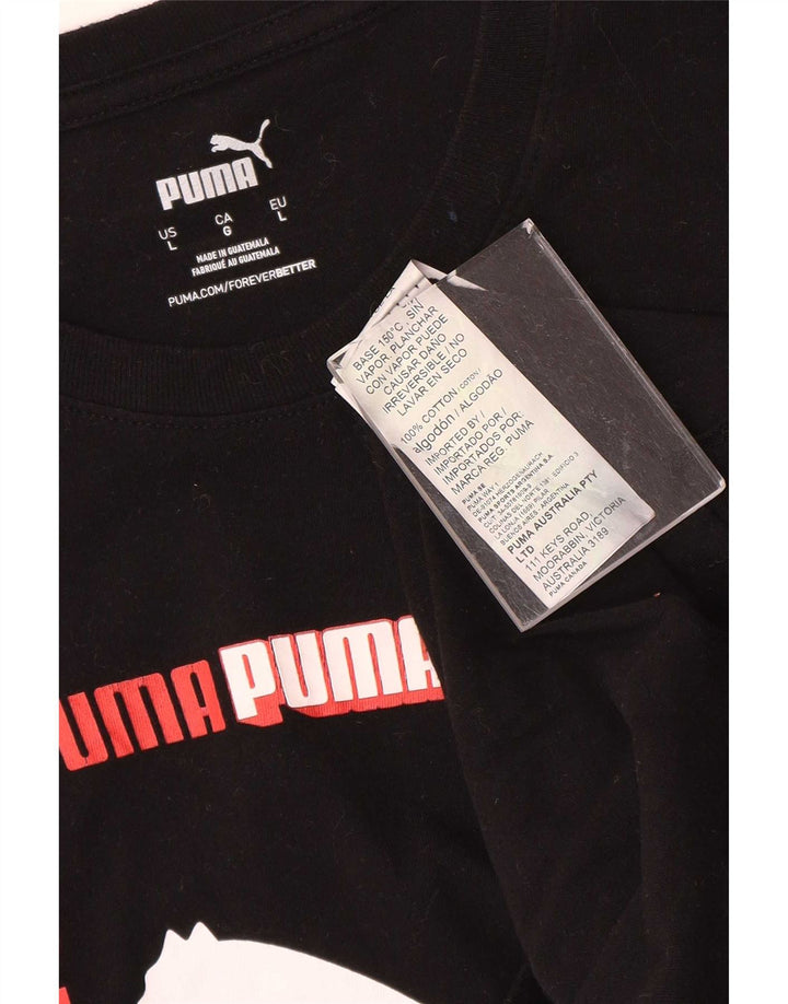Puma Mens Graphic T-Shirt Top Large Black Cotton