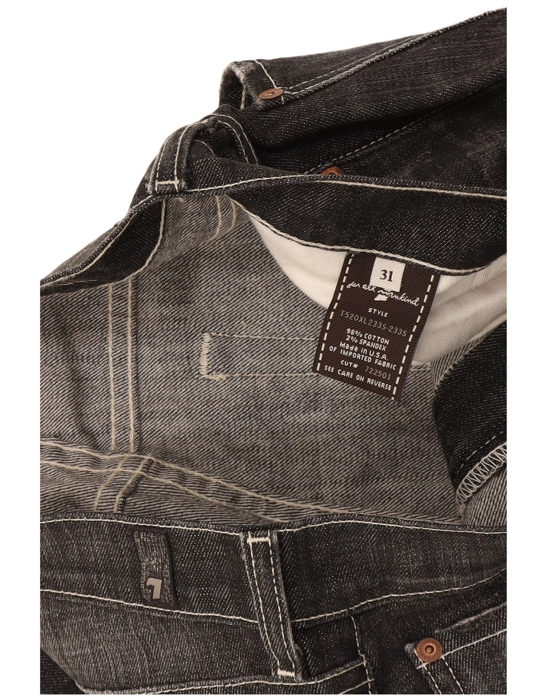 7 For All Mankind Womens Bootcut Jeans W31 L36 Grey Cotton