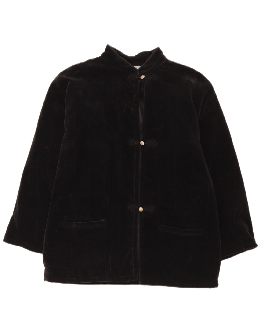 i Blues Womens 3 Button Velvet Blazer Jacket UK 14 Large Black Cotton