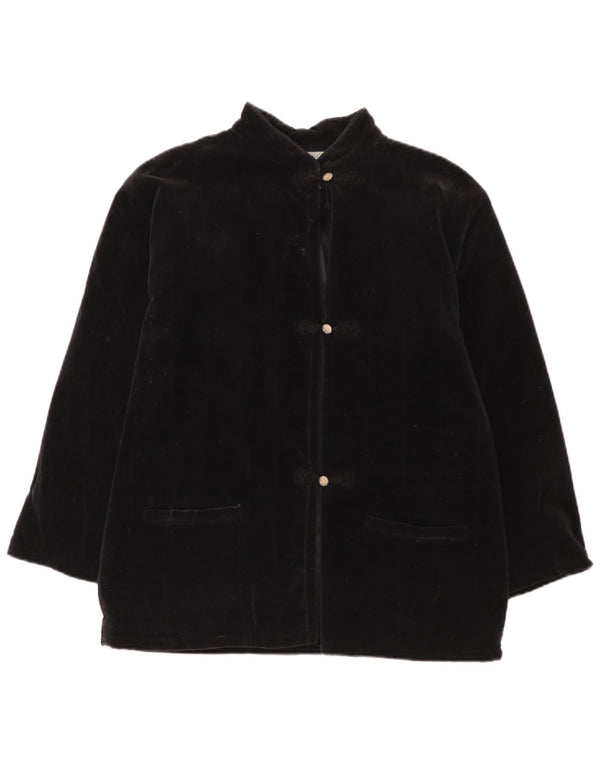 i Blues Womens 3 Button Velvet Blazer Jacket UK 14 Large Black Cotton