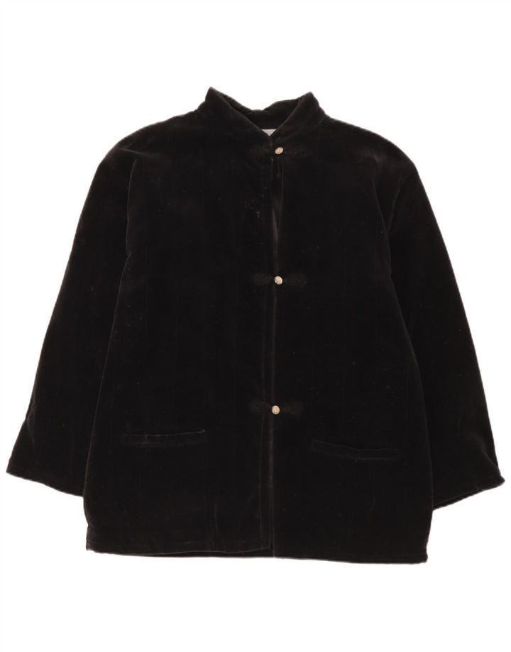 i Blues Womens 3 Button Velvet Blazer Jacket UK 14 Large Black Cotton