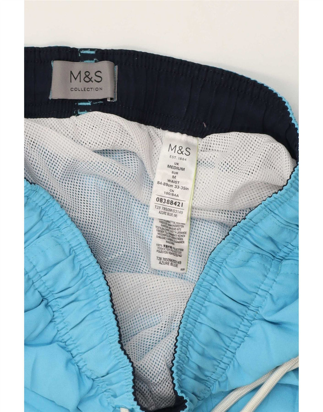Marks & Spencer Mens Swimming Shorts Medium Blue Polyester