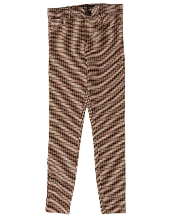 ZARA Womens Skinny Casual Trousers Medium W28 L28 Brown Houndstooth