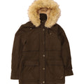 ZARA Womens Hooded Parka Jacket UK 6 XS Khaki Vintage Zara and Second-Hand Zara from Messina Hembry 