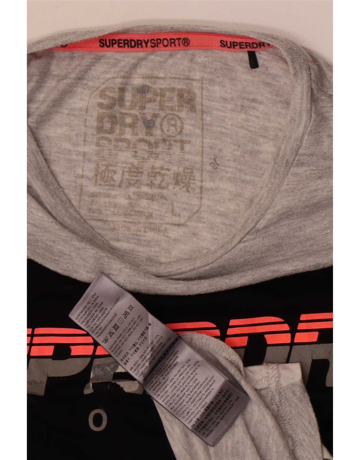 Superdry Mens Graphic T-Shirt Top Large Grey Colourblock Polyester