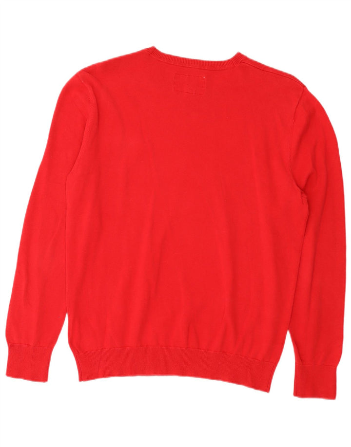 Mustang Mens Crew Neck Jumper Sweater Medium Red Cotton