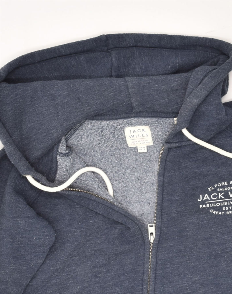 JACK WILLS Womens Zip Hoodie Sweater UK 12 Medium Blue Cotton | Vintage Jack Wills | Thrift | Second-Hand Jack Wills | Used Clothing | Messina Hembry 