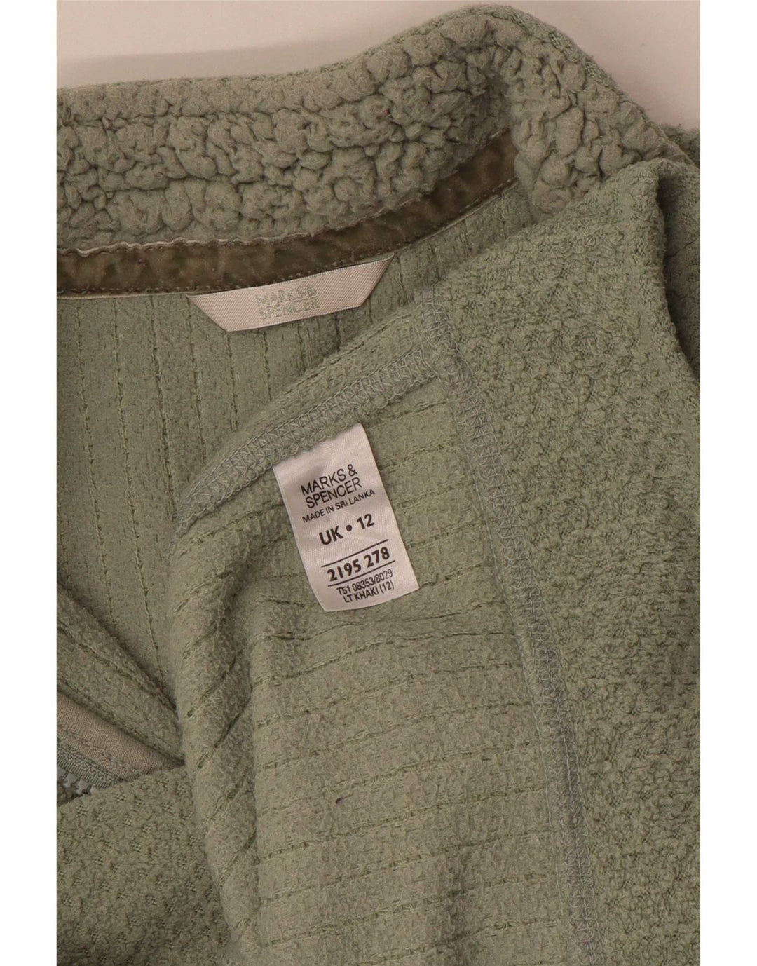 Marks & Spencer Womens Zip Neck Sweatshirt Jumper UK 12 Medium Khaki