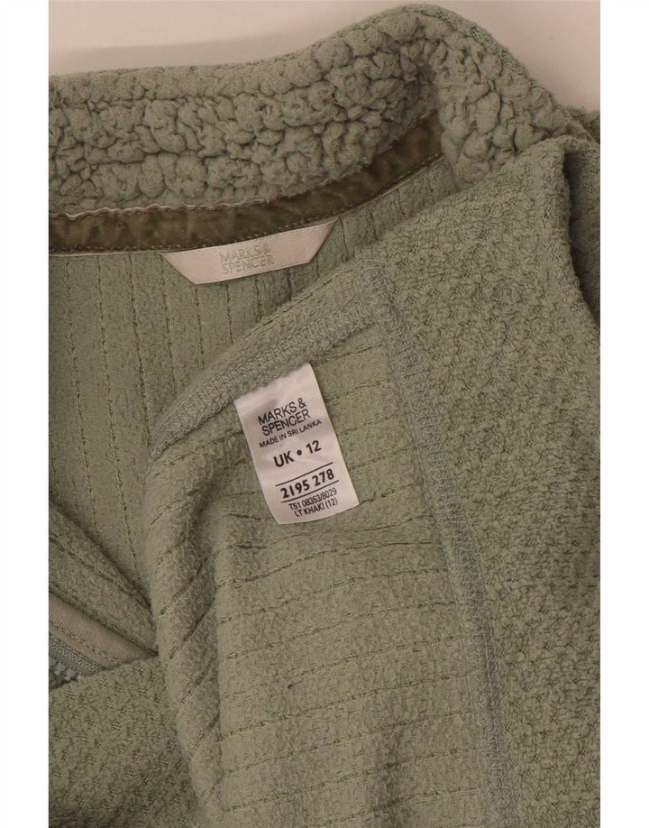Marks & Spencer Womens Zip Neck Sweatshirt Jumper UK 12 Medium Khaki