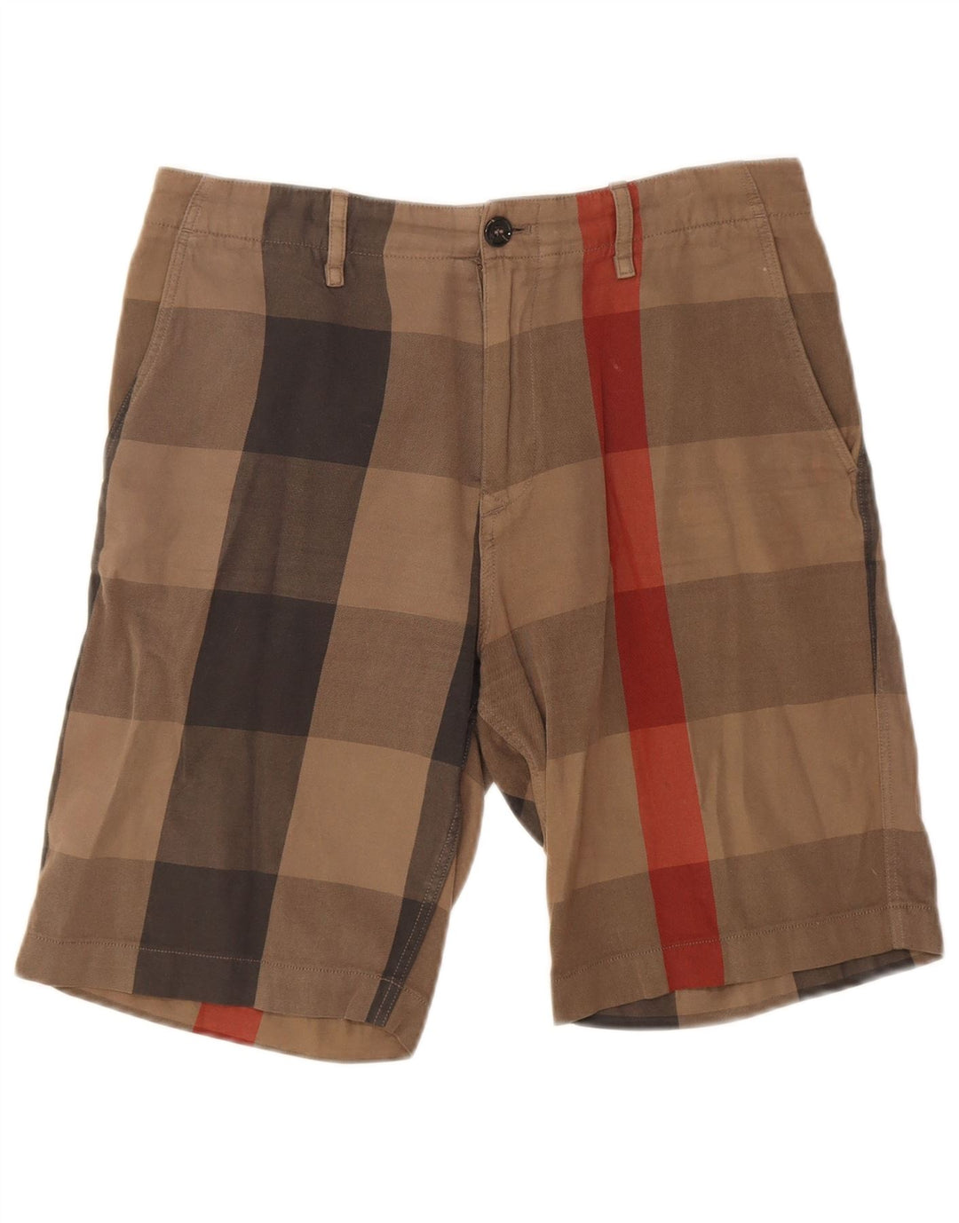Burberry Mens Chino Shorts W30 Medium Brown Plaid Cotton