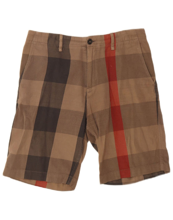 Burberry Mens Chino Shorts W30 Medium Brown Plaid Cotton