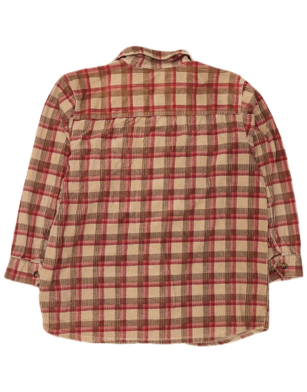 MARKS & SPENCER Mens Corduroy Shirt Size 16 Large Beige Check Cotton