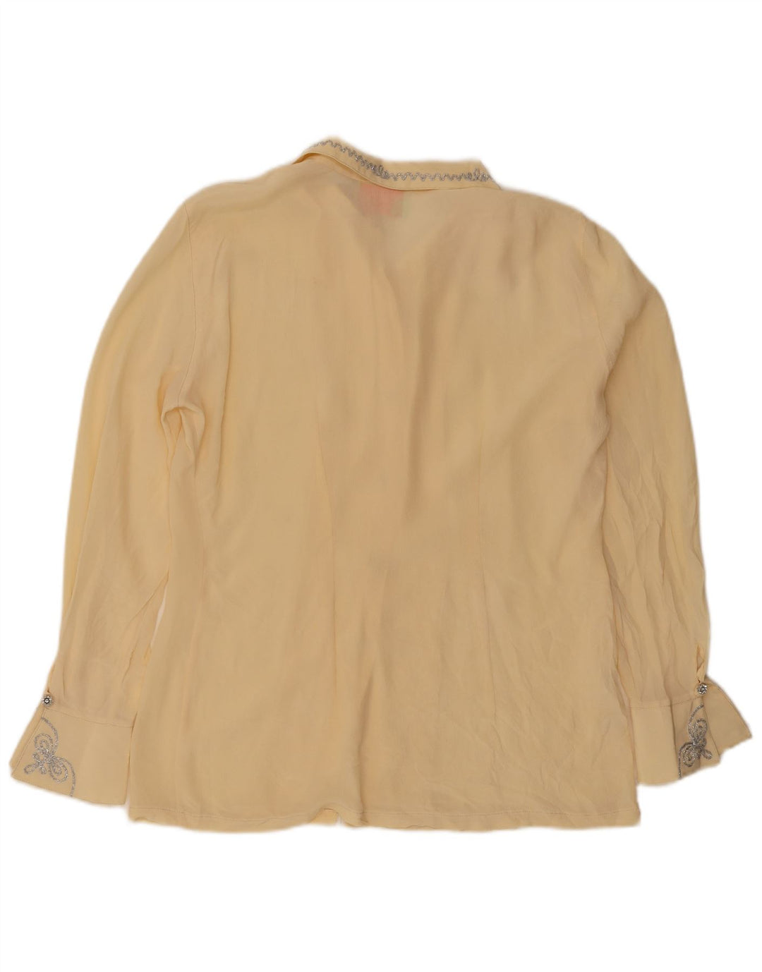 Vintage Womens Shirt Blouse UK 16 Large Yellow Silk