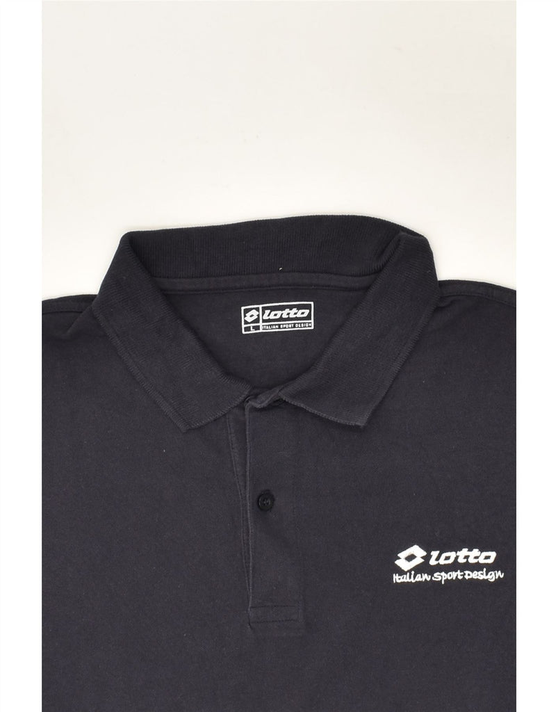 LOTTO Mens Polo Shirt Large Navy Blue Cotton | Vintage Lotto | Thrift | Second-Hand Lotto | Used Clothing | Messina Hembry 