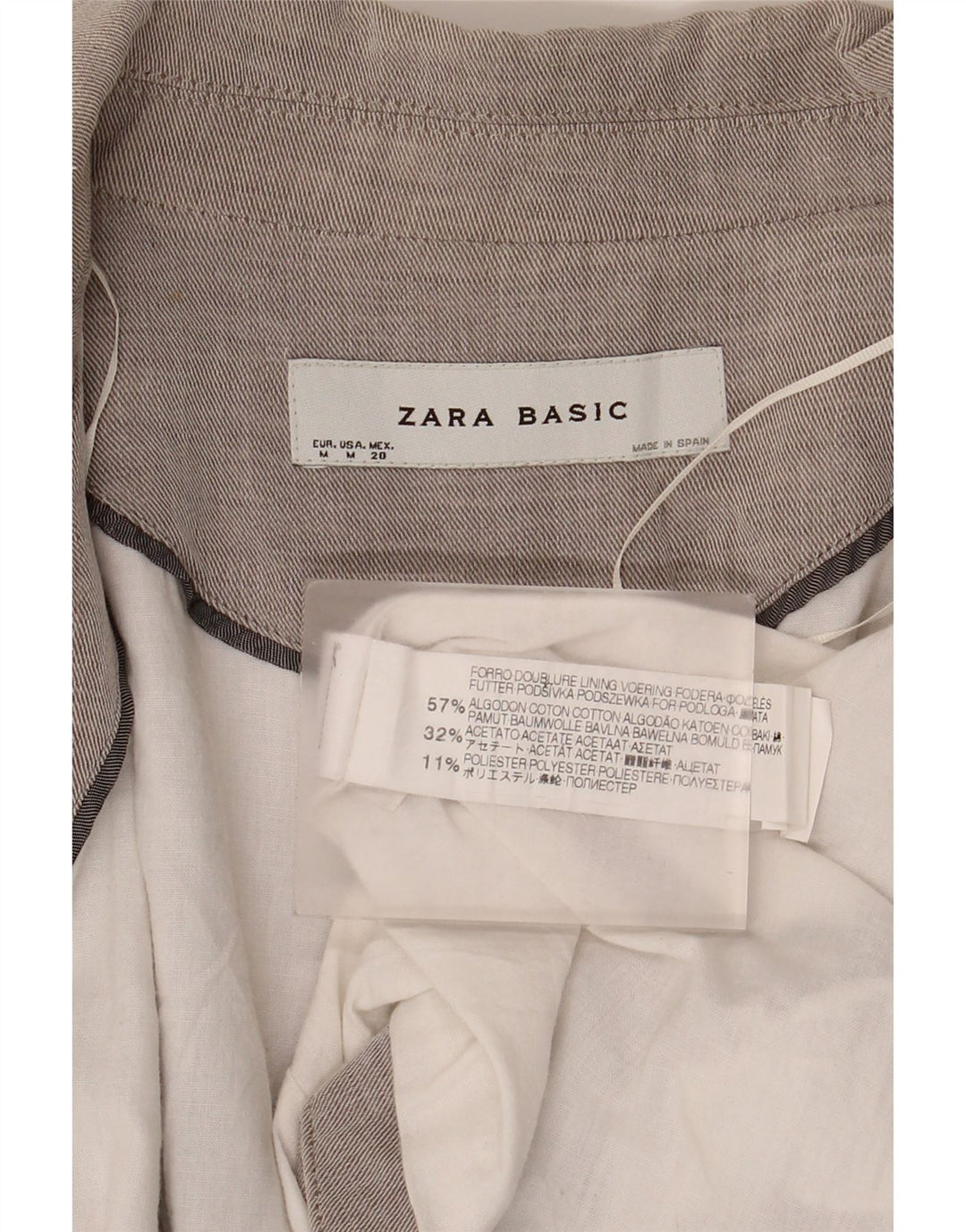 Zara Womens Open Crop Blazer Jacket UK 12 Medium Grey Cotton