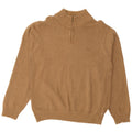 Izod Mens Zip Neck Jumper Sweater XL Beige Cotton