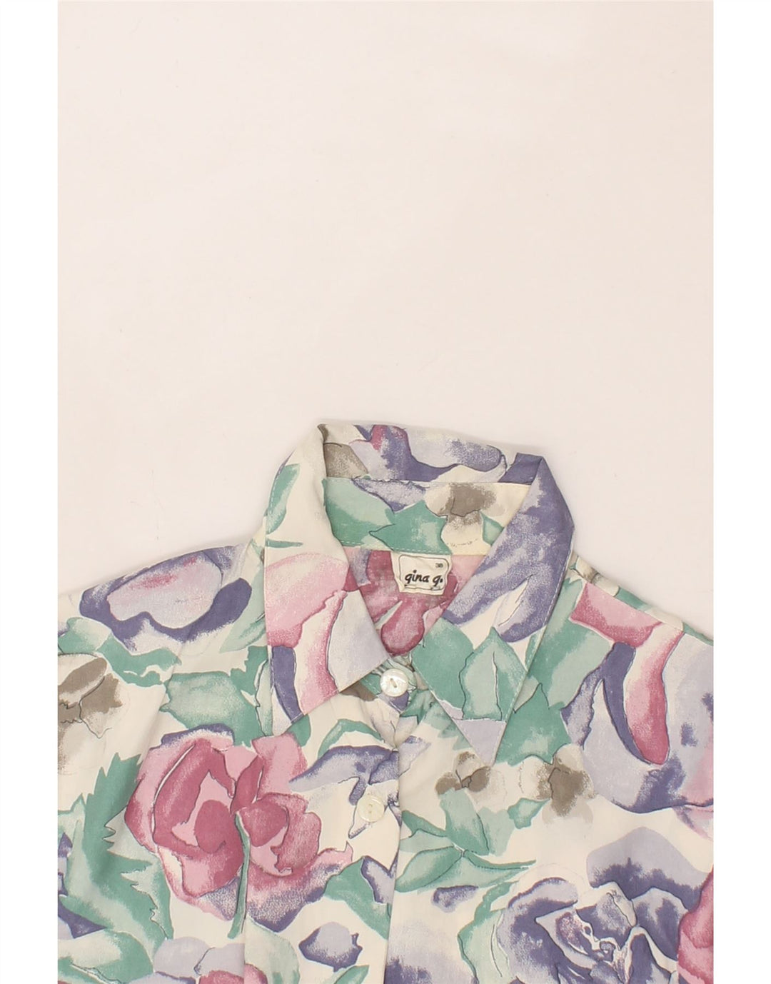 VINTAGE Womens Short Sleeve Shirt Blouse EU 38 Medium Multicoloured Floral Vintage Vintage and Second-Hand Vintage from Messina Hembry 