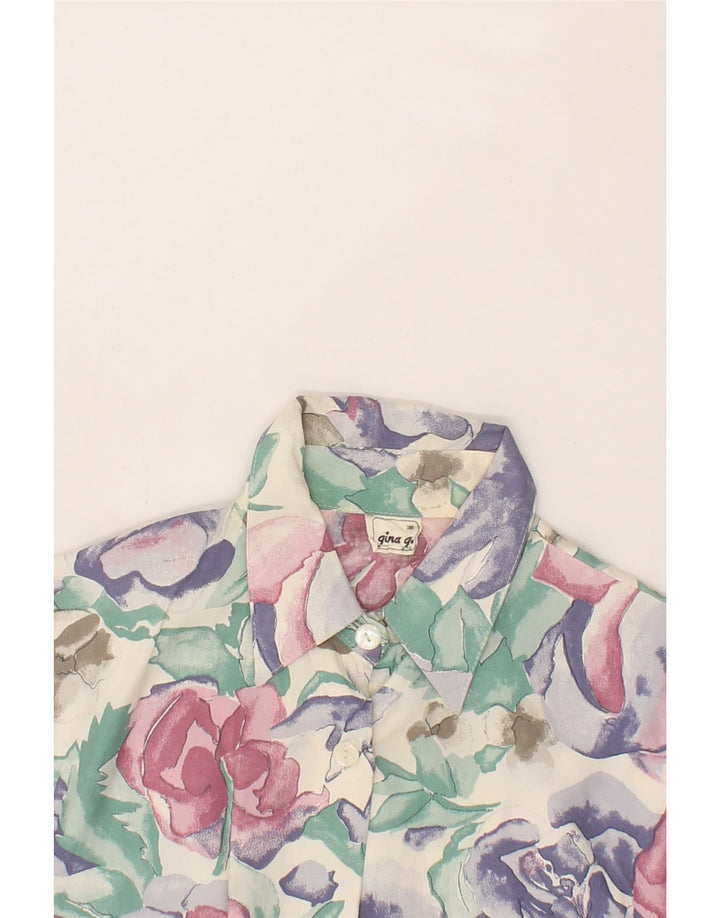VINTAGE Womens Short Sleeve Shirt Blouse EU 38 Medium Multicoloured Floral Vintage Vintage and Second-Hand Vintage from Messina Hembry 
