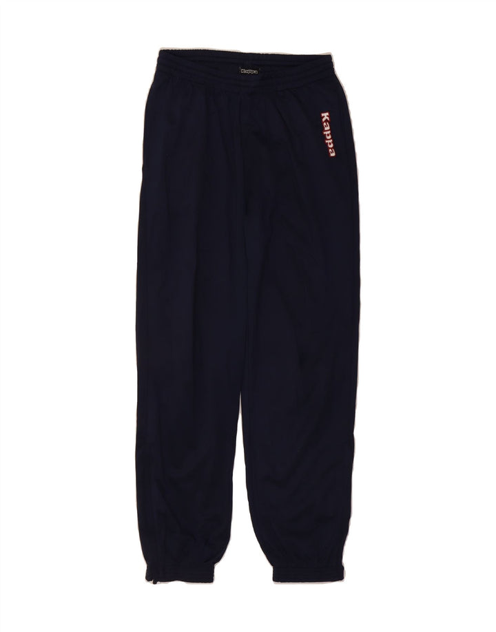 KAPPA Mens Graphic Tracksuit Trousers Joggers Small  Navy Blue Polyester Vintage Kappa and Second-Hand Kappa from Messina Hembry 