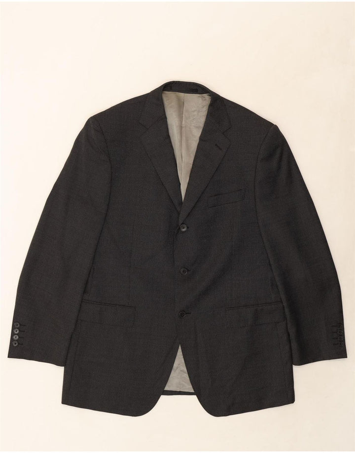 MARKS & SPENCER Mens 3 Button Blazer Jacket UK 42 XL Grey Wool Vintage Marks & Spencer and Second-Hand Marks & Spencer from Messina Hembry 