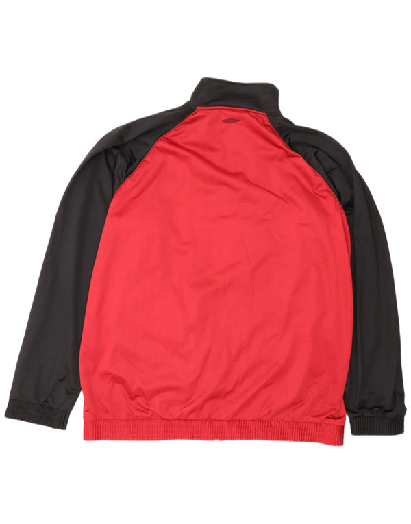Umbro Mens Tracksuit Top Jacket UK 47/49 2XL Red Colourblock Polyester