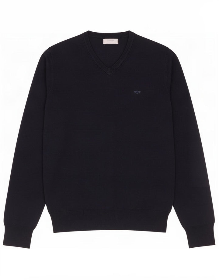 Dockers Mens V-Neck Jumper Sweater Medium Navy Blue Cotton