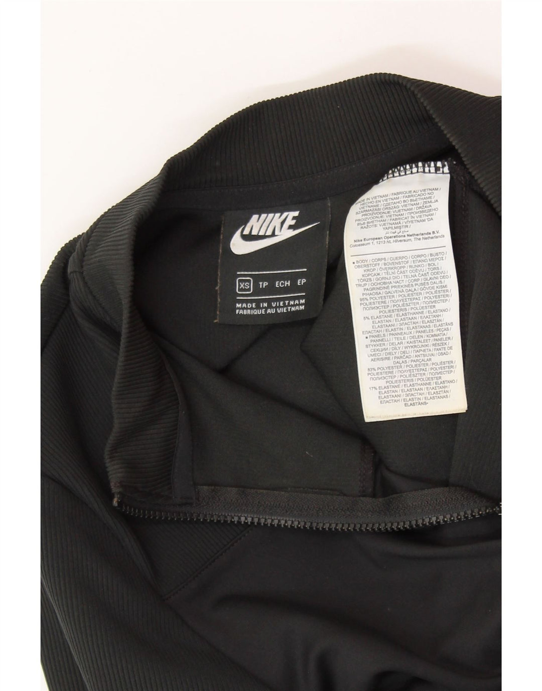 NIKE Womens Crop Zip Neck Sweatshirt Jumper UK 4 XS Black Polyester