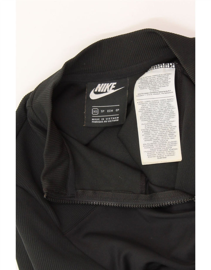 NIKE Womens Crop Zip Neck Sweatshirt Jumper UK 4 XS Black Polyester