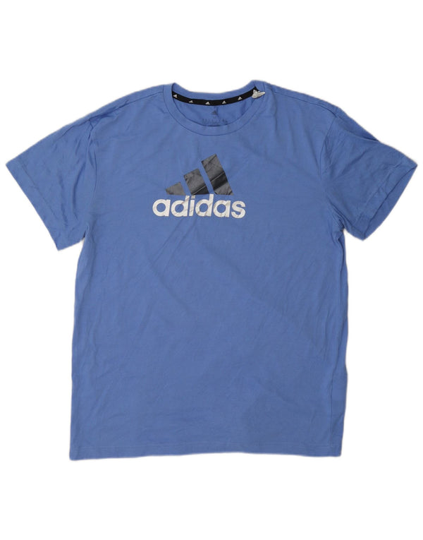 Adidas Womens Aeroready Graphic T-Shirt Top UK 12/14 Medium Blue Polyester