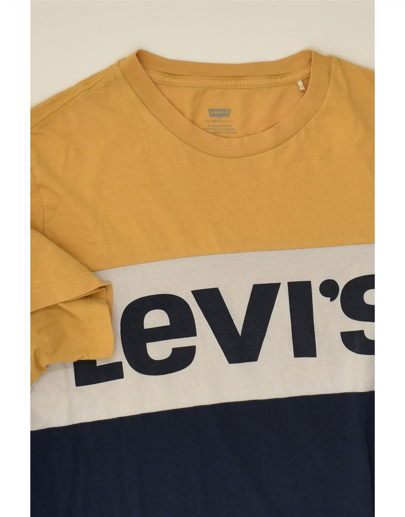 LEVI'S Mens Graphic T-Shirt Top Small Yellow Colourblock | Vintage Levi's | Thrift | Second-Hand Levi's | Used Clothing | Messina Hembry 