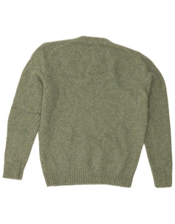 Massimo Dutti Mens Crew Neck Jumper Sweater Medium Green Flecked