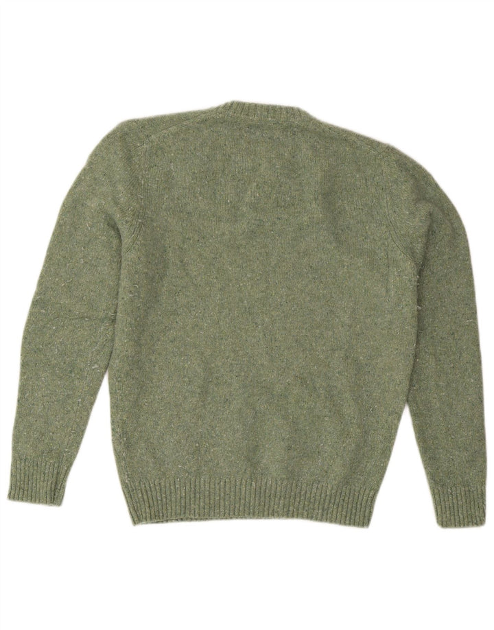 Massimo Dutti Mens Crew Neck Jumper Sweater Medium Green Flecked