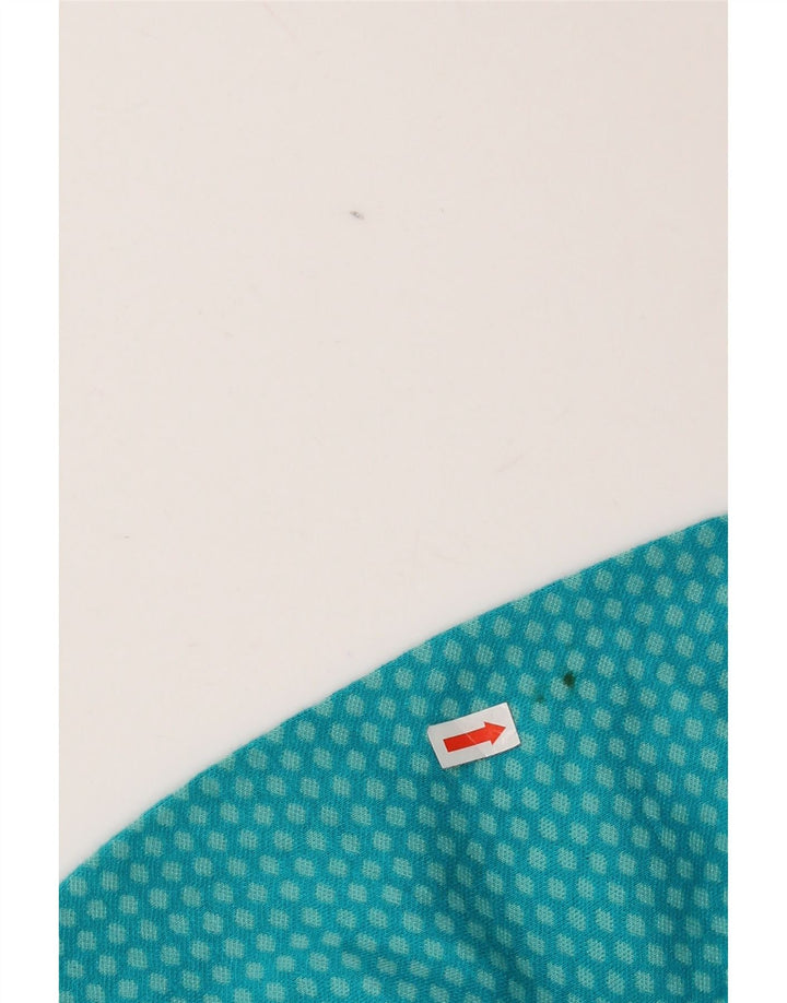 Eddie Bauer Womens Zip Neck Top Long Sleeve UK 10 Small Turquoise Spotted