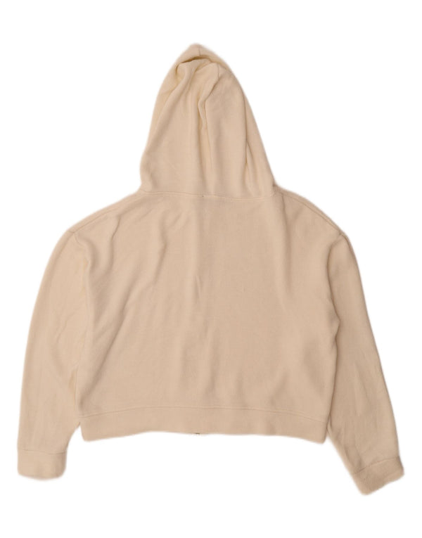 Zara Womens Crop Zip Hoodie Sweater UK 14 Medium White Viscose
