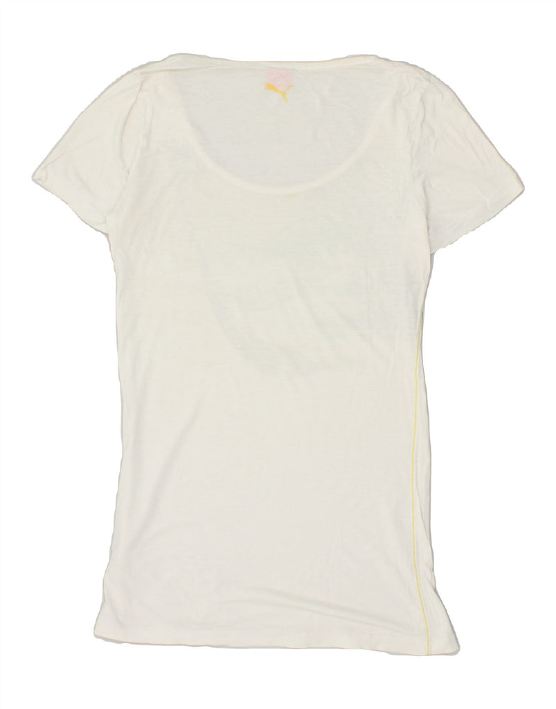 PUMA Womens Graphic T-Shirt Top UK 8 Small White | Vintage Puma | Thrift | Second-Hand Puma | Used Clothing | Messina Hembry 