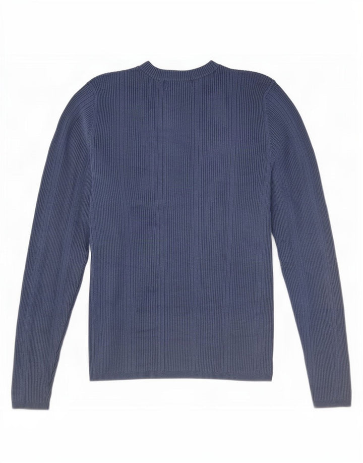 Marks & Spencer Womens Crew Neck Jumper Sweater UK 12 Medium Blue Viscose
