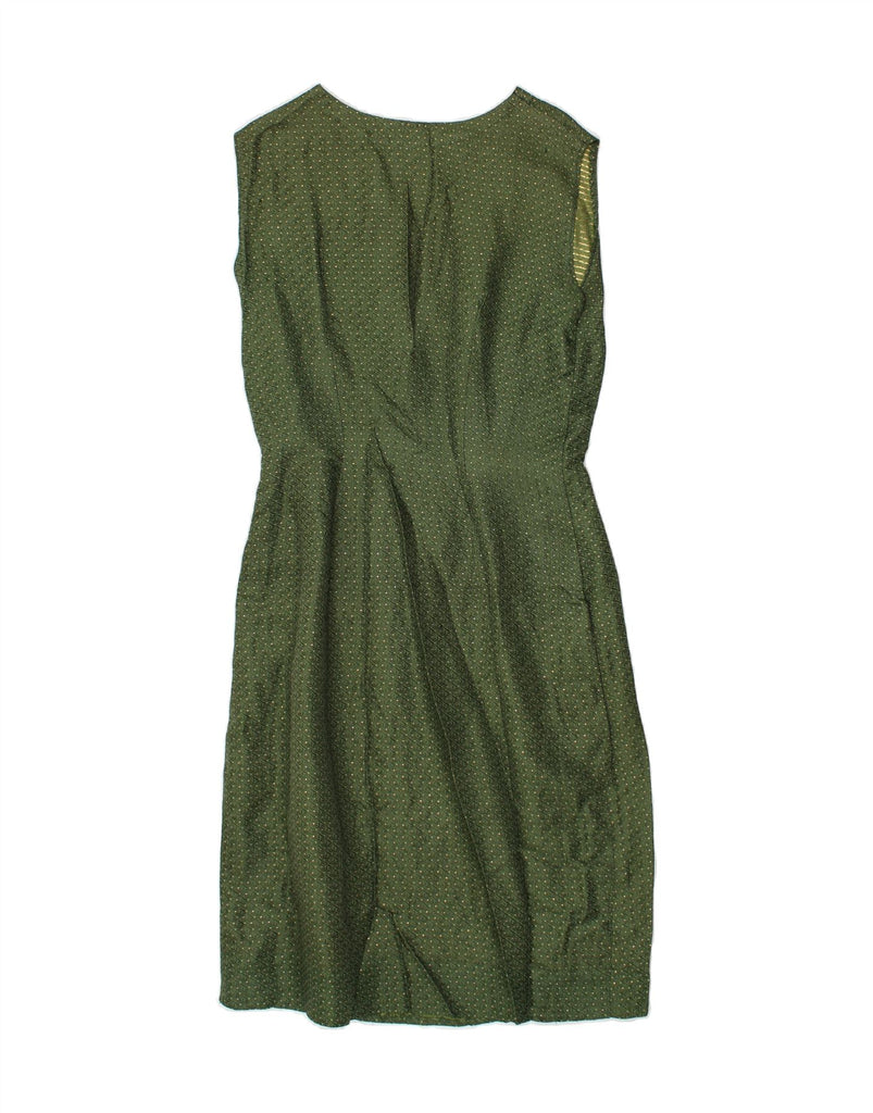 VINTAGE Womens Sleeveless Sheath Dress UK 10 Small Green Spotted | Vintage Vintage | Thrift | Second-Hand Vintage | Used Clothing | Messina Hembry 