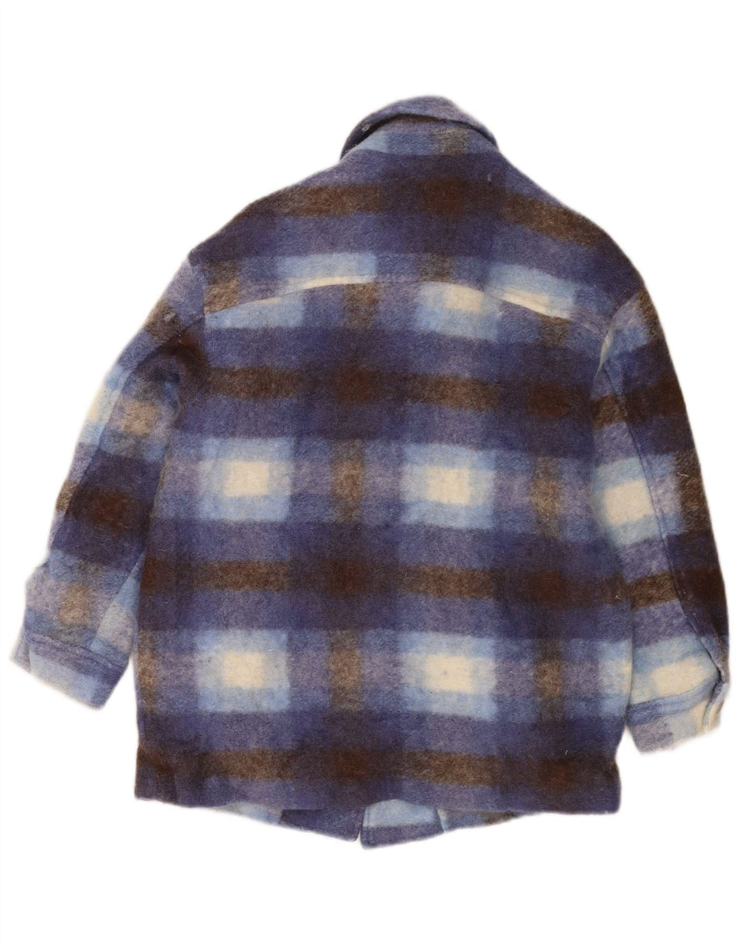 Zara Womens Oversized Shacket Jacket UK 6 XS Blue Plaid Wool