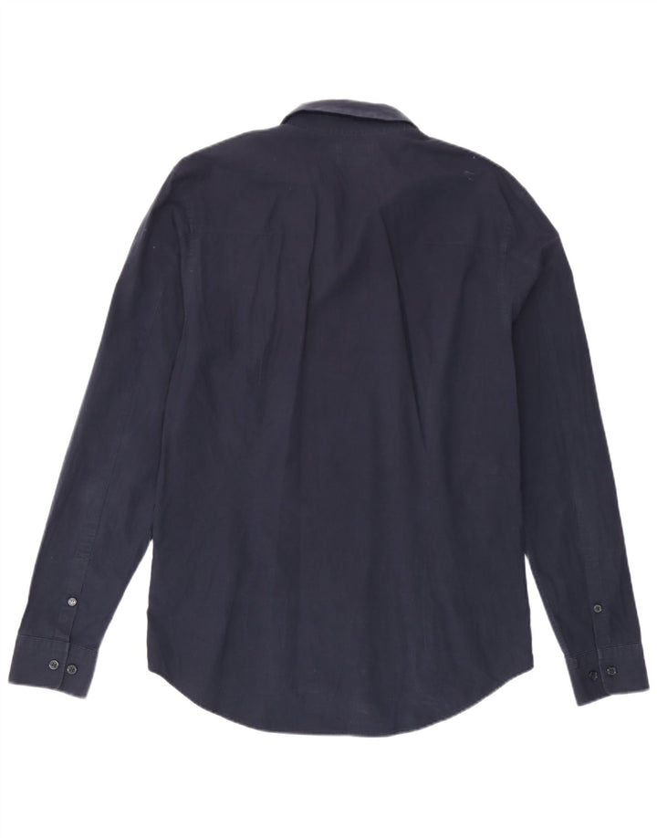 Calvin Klein Jeans Mens Slim Fit Shirt Medium Navy Blue Cotton