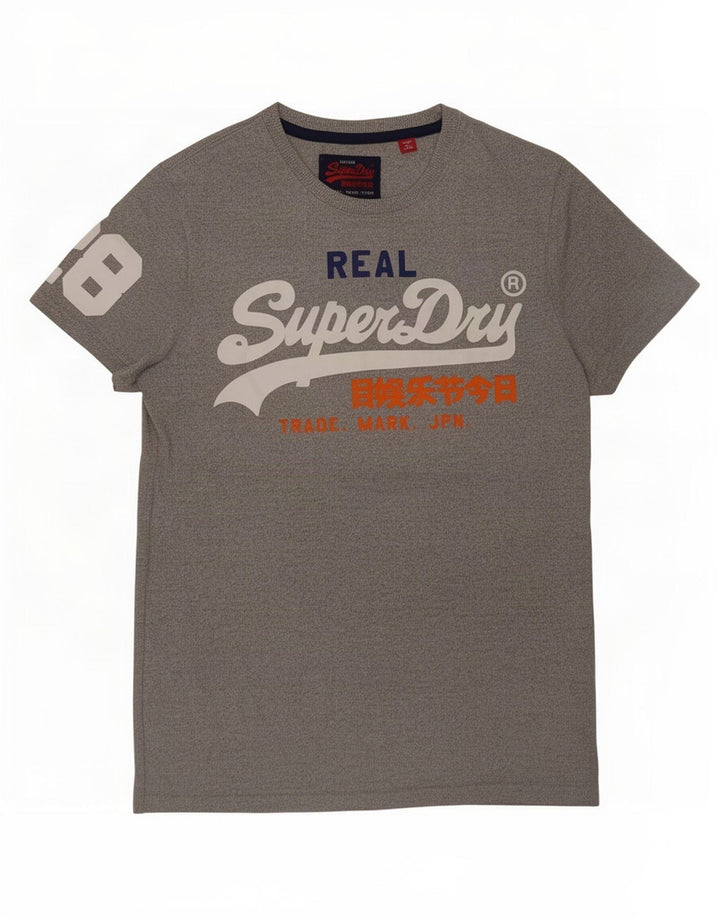 Superdry Mens Graphic T-Shirt Top Medium Grey Cotton