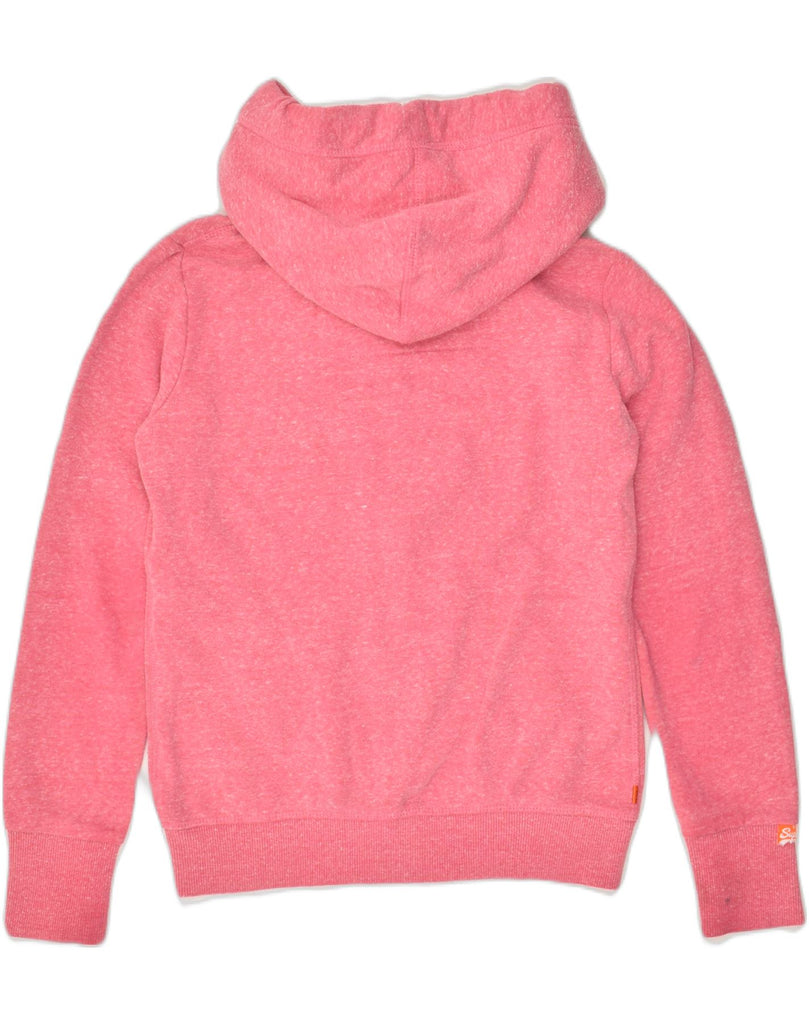 SUPERDRY Womens Zip Hoodie Sweater UK 6 XS Pink Flecked Cotton | Vintage Superdry | Thrift | Second-Hand Superdry | Used Clothing | Messina Hembry 